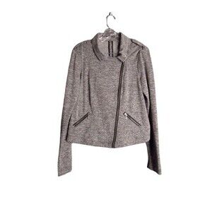 Maurices Moto Jacket Gray Space Dye Long Sleeve Zippered Pockets Knit Large